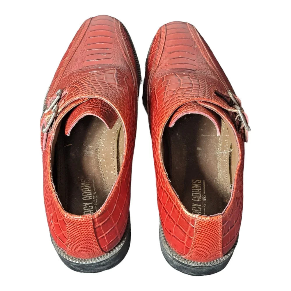 Stacy Adams Crocodile Monk Strap Dress Shoes Size 7 M Red‎ SB1